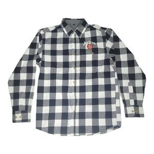 Flannel Shirt / Jim Beam Maple Logo Men's Size Small Black & White Plaid